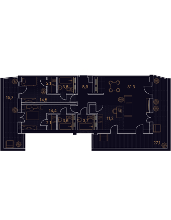 1-комнатный номер 40,3 м²