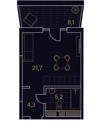 1-комнатный номер 39,3 м²