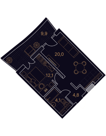 2-комнатный номер 50,9 м²