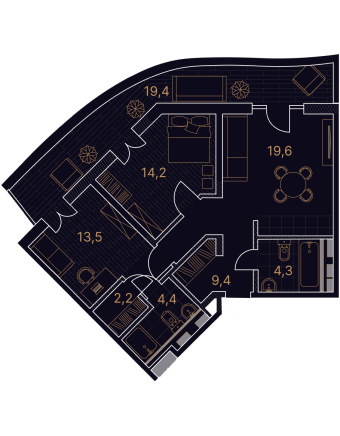 3-комнатный номер 87,0 м²